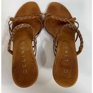 Vintage Celine Tan Braided Leather Sandals